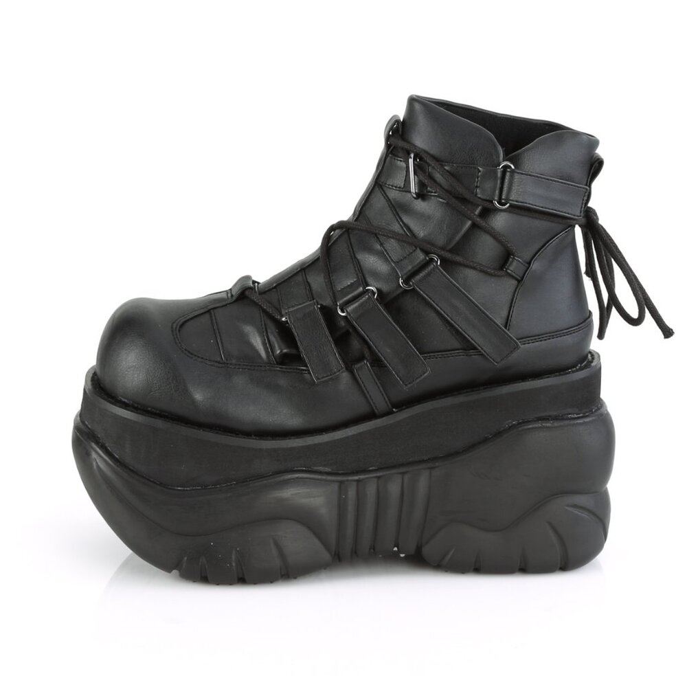 Demonia Boxer 13 Ankle Boots - Black Vegan Leather Mens Platform Sneakers - Picture 2 of 3